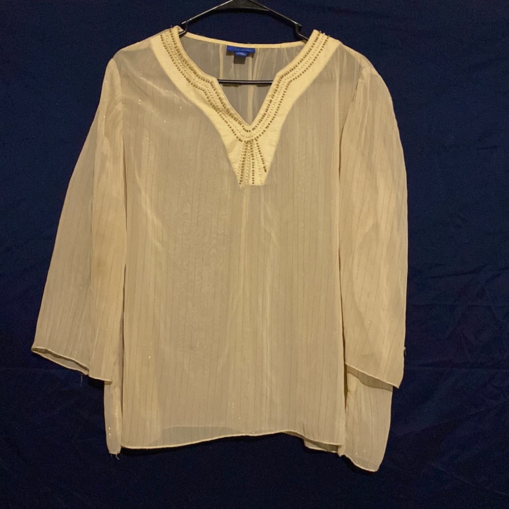 JH COLLECTIBLES PETITE SHEER SHIRT SIZE 14P